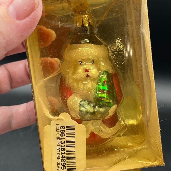 Vintage Kurt S.Adler Christmas Tree Ornaments Glass Santa & Round Cottage - Picture 2 of 8